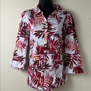 Floral Button Down Shirt in Black and Pink